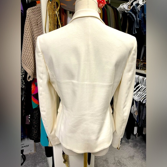 ZARA WOMEN NEW 100% Cotton Tweed Textured BLAZER w/ Pockets OYSTER WHITE Size L - Picture 6 of 12